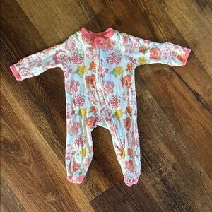 Burt's Bees Baby Pink and Orange Footies with Playful Design - never worn!